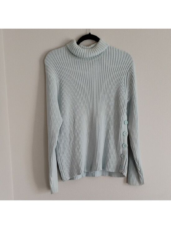 Jones Wear Sweaters - Jones Wear Cable Popular Classic Light Blue Turtle Neck Sweater